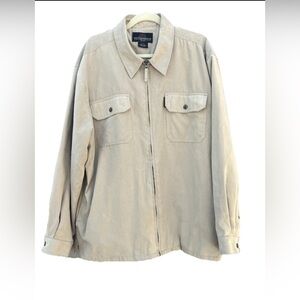 Weatherproof Garment Company Men's Large Beige Micro‎ Suede Jacket Full Zip Fall